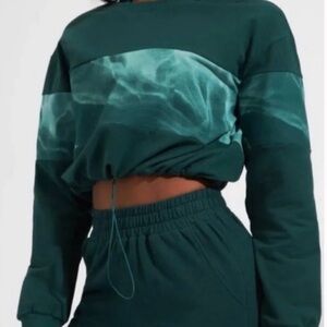 Buffbunny Cadi Crop Pullover Drawstring Sweatshirt in Avo Green Multi EUC XXXL